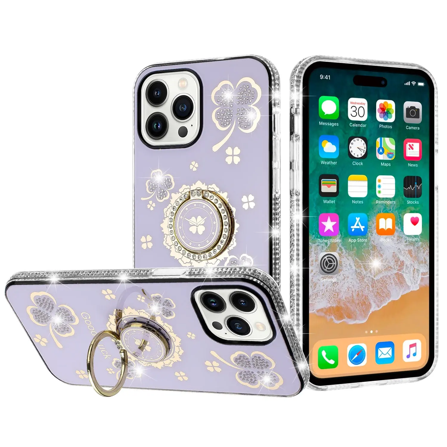 iPhone 16 Pro Bling Diamond Lucky Case Purple